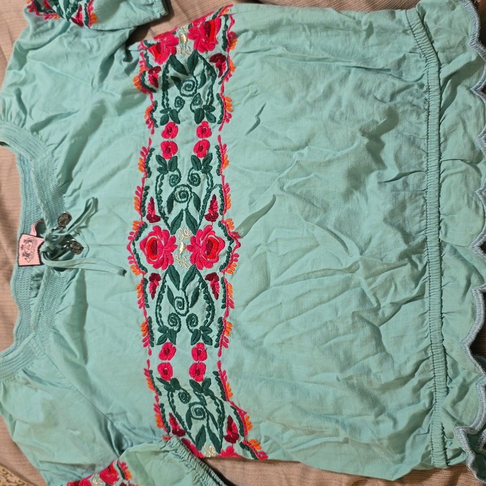 Y2K Juicy Couture embroidered boho blouse Size 6